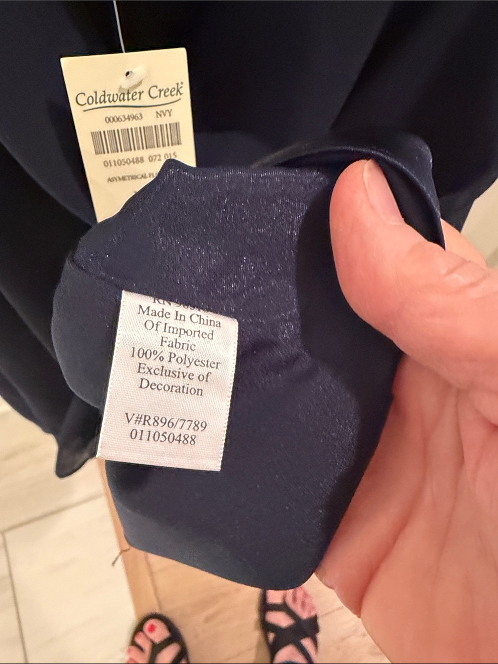 Vintage Navy Layered Cowl Neck Two Piece Midi Dress with Beaded Detail - Picture 3 of 10
